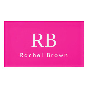 Monogram Heet Roze Elegant Vrouwelijk Minimalist Naambadge