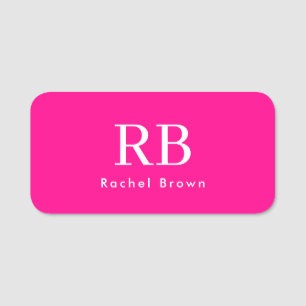 Monogram Heet Roze Elegant Vrouwelijk Minimalist Naamplaatje