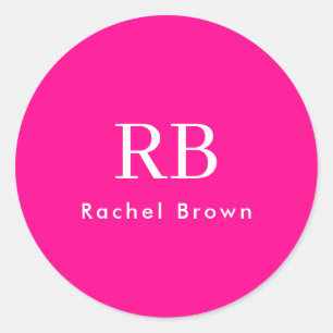 Monogram Heet Roze Elegant Vrouwelijk Minimalist Ronde Sticker