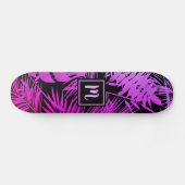 Monogram heet roze paarse ombre blad cool trendy skateboard (Horizontaal)