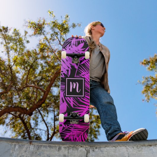 Monogram heet roze paarse ombre blad cool trendy skateboard (Buiten 1)