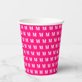 Monogram heet roze wit initiaal modern patroon papieren bekers (Achterkant)