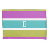 Monogram helder gestreept omkeerbaar gepersonalise kussensloop (Voorkant-Links)