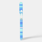 Monogram hemelblauwe strepen Case-Mate iPhone case (Achterkant / Links)