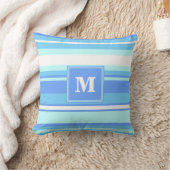 Monogram hemelblauwe strepen kussen (Deken)