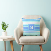 Monogram hemelblauwe strepen kussen (Stoel)