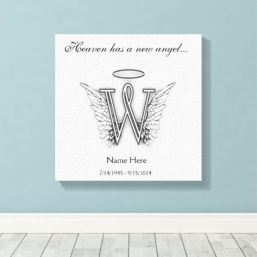 Monogram herdenkingsbrief W Canvas Afdruk (Insitu (Houten vloer))