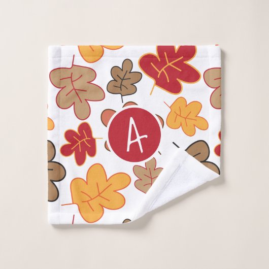 Monogram herfst Alle bladeren Bad Handdoek (Wasdoekje)