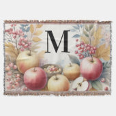 Monogram Herfst appels in pastelkleuren waterverf Deken (Voorkant)