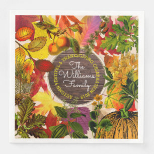 Monogram Herfst herfst Leidt Collage  Hout Servetten