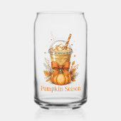 Monogram Herfst Najaar Pompoen Iced Coffee Latte Blikvorm Glas (Achterkant)