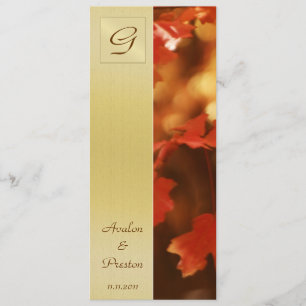 Monogram Herfstblad Huwelijksprogramma Uitnodiging