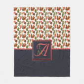 Monogram herfstbladeren blauw oranje herfst decor fleece deken (Voorkant)