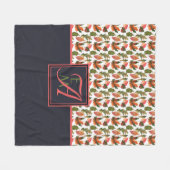 Monogram herfstbladeren blauw oranje herfst decor fleece deken (Voorkant (Horizontaal))