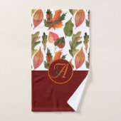Monogram herfstbladeren bordeauxrood herfstdecor bad handdoek (Handdoek)
