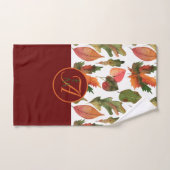Monogram herfstbladeren bordeauxrood herfstdecor bad handdoek (Handdoek)