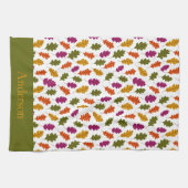 Monogram Herfstbladeren Kleuren Groen Geel Theedoek (Horizontaal)