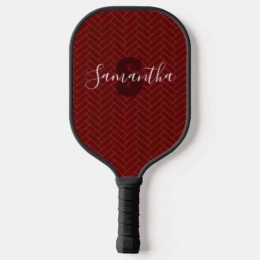 Monogram herringbone Burgundy Pickleball Paddle (Achterkant)