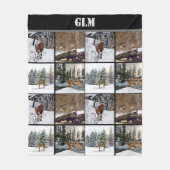 Monogram Hertencollage Jager Vliesdeken Fleece Deken (Voorkant)