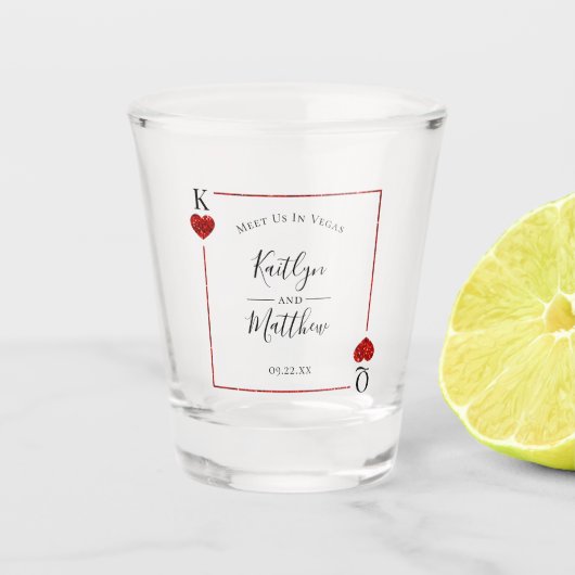 Monogram het Spelen Kaart Weddenschap sparen de Da Shot Glas (Voorkant)