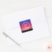 Monogram hete roze blauwe zonsondergang fotografie vierkante sticker (Envelop)