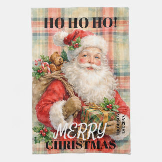 Monogram Ho ho ho Prettig kerstfeest Kerstman rood Theedoek