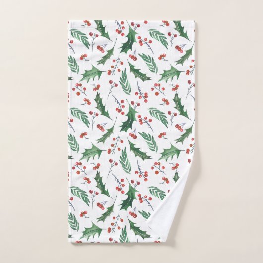 Monogram Holly and Red Berry Bad Handdoek (Handdoek)