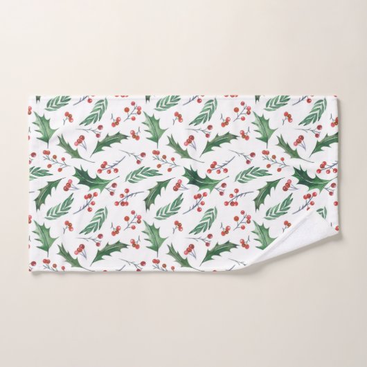 Monogram Holly and Red Berry Bad Handdoek (Handdoek)