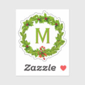 Monogram Holly Berry Krans Cutout Single Sticker (Vel)