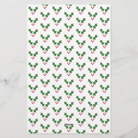 Monogram Holly en bessen gepersonaliseerde kerst Briefpapier (Achterkant)