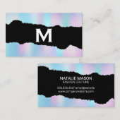 Monogram | Holografisch verloop | Torn-effect Visitekaartje (Voorkant / Achterkant)