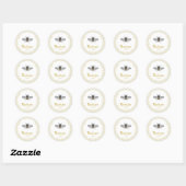 Monogram Honing BEE Bruiloft gunst Gift Elegant Ronde Sticker (Vel)