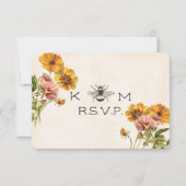 Monogram Honingbij Wedding Response Kaart RSVP (Voorkant)