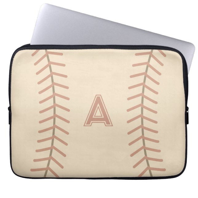 Monogram Honkbal Laptop Sleeve Gift (Voorkant)