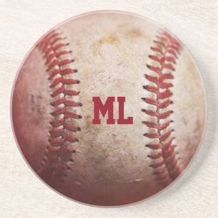 Monogram Honkbal Ronde Zandsteen Onderzetters