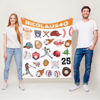 Monogram honkbalspeler Modern sportpatroon Fleece Deken