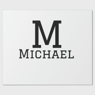 Monogram hoofdstad mannelijke naam toevoegen eenvo cadeaupapier