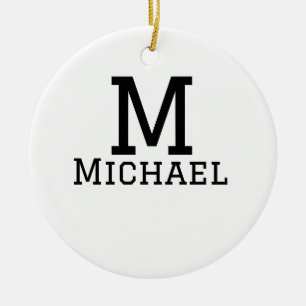 Monogram hoofdstad mannelijke naam toevoegen eenvo keramisch ornament