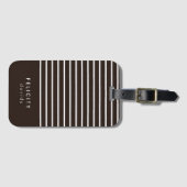 Monogram horizontale strepen bruin & wit bagagelabel (Voorkant (horizontaal))