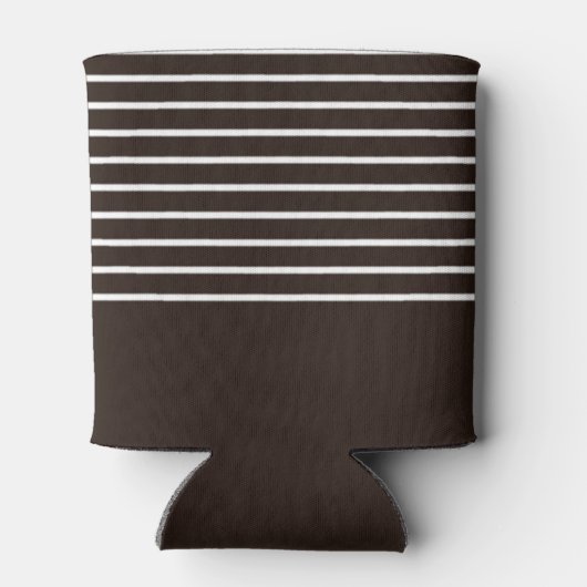 Monogram horizontale strepen bruin & wit blikjeskoeler (Achterkant)