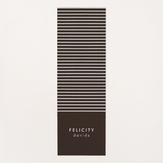 Monogram horizontale strepen bruin & wit yogamat (Voorkant)