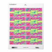 Monogram Hot Pin Fuchsia Modern Paisley Pattern Etiket (Full Sheet)