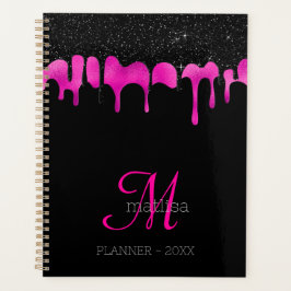 Monogram Hot Pink & Black Driving Glitter Glam Planner