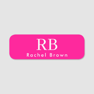 Monogram Hot Pink Elegant Girly Minimalist Naamplaatje