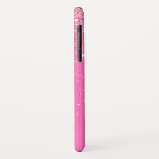 Monogram Hot Pink en Glitter Sparkle Case-Mate iPhone Case (Achterkant/links)