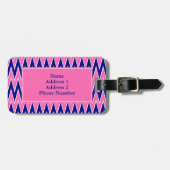 Monogram Hot Pink en Navy Blue Zigzag Pattern Bagagelabel (Voorkant horizontaal)