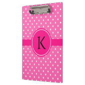 Monogram Hot Pink en White Polka Dot Pattern Klembord (Links)