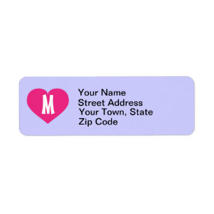 Monogram Hot Pink Heart Etiket