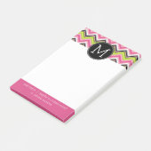 Monogram Hot Pink, Limoen en Black Chevron Pattern Post-it® Notes (Schuin)