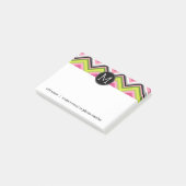 Monogram Hot Pink, Limoen en Black Chevron Pattern Post-it® Notes (Schuin)